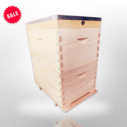 Double Beehive - Full Depth Hive unassembled with 16 unassembled Frames